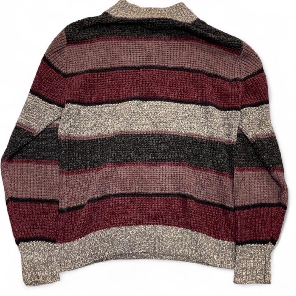 Carbon Men's Size Small Multi-Color Striped 1/4 Zip Waffle Knit Sweater - Picture 2 of 3